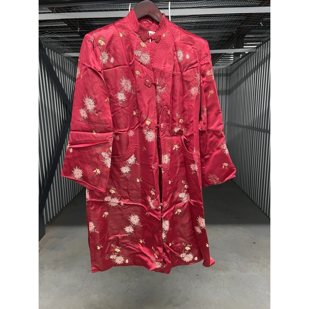 Women’s Vintage Peony Chinese Silk Red Kimono With Floral Pattern